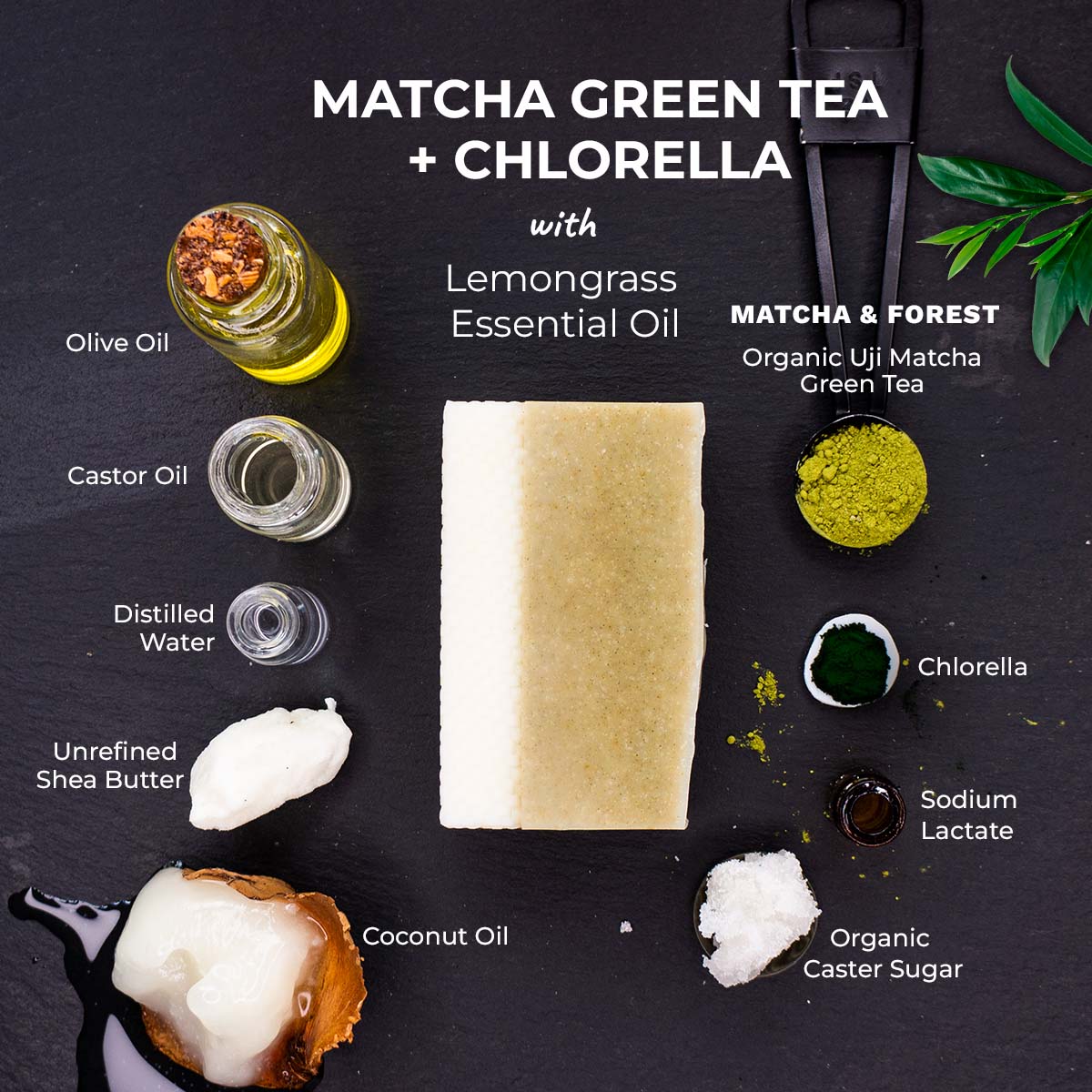 Matcha Green Tea + Chlorella With Lemongrass Essential Oil C.A.F.M